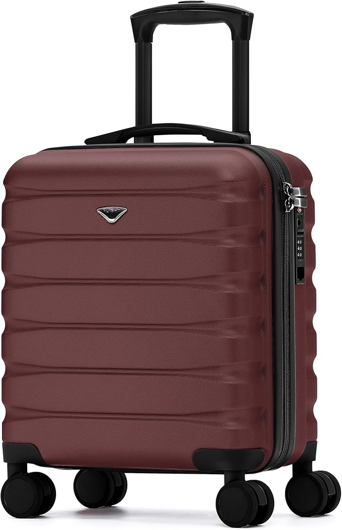 Carry On Suitcase Hardside Built In TSA Lock & USB Port Silent Double Spinner Wheels Maximum Underseat Carry-On Bag For American & United Approved Airlines( 18x14x8" ,Burgundy )