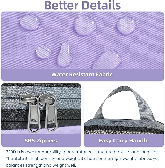 BAGAIL 4 Set/6 Set/8 Set Compression Packing Cubes Travel Accessories Expandable Packing Organizers (Half Mesh, 6-Lavender)