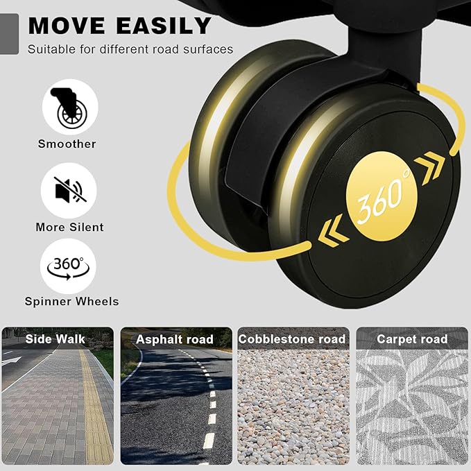 AnyZip Luggage Sets 2 Piece Aluminum Frame Carry On and Checked Suitcase PC ABS Hard Shell TSA Lock No Zipper(Black, 20/28)