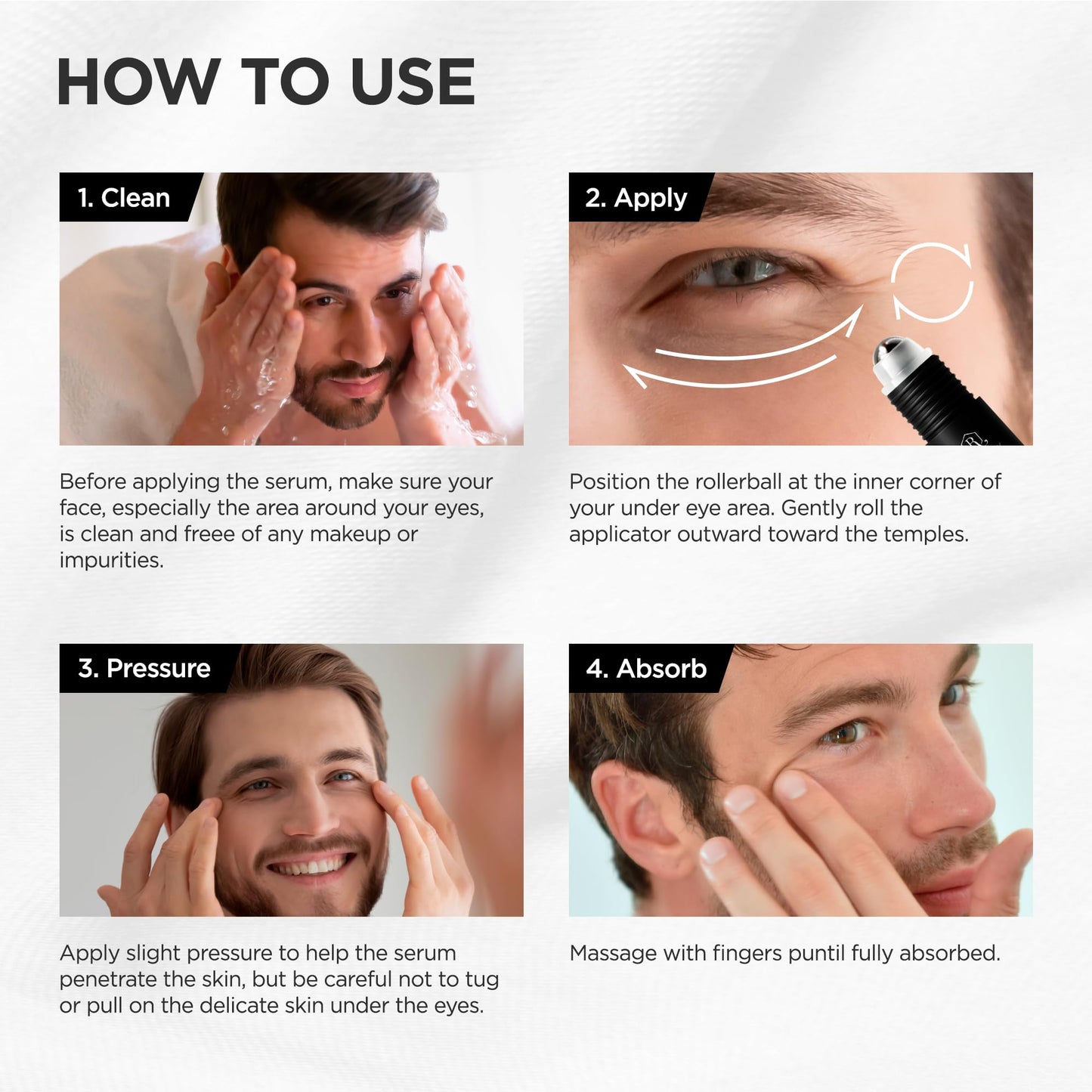 Under Eye Cream for Puffiness and Bags: Caffeine Serum Roller for Dark Circles Treatment - With 5% Caffeine Retinol Hyaluronic Acid Niacinamide Peptides 0.5 fl. oz