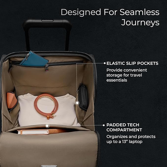 Briggs & Riley Cabin Spinner - Carry On Luggage for Travel, Suitcases with Wheels, Softside Rolling Bag for Men & Women, Fits Under Plane Seat, Telescoping Handle - ZDX Collection, Ocean