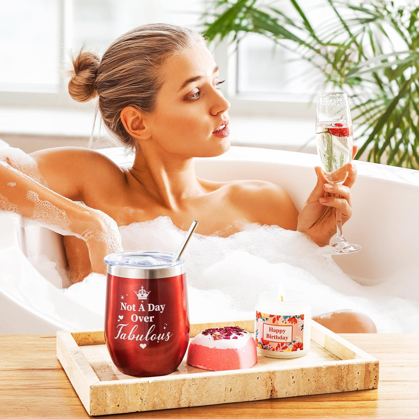 Birthday Gifts Baskets Box Women, Unique Happy Birthday Gifts Basket for Mom Her Best Friend Sister Wife Girlfriend Coworker,Luxury Self Care Ideas Box Relaxing Spa Gifts Set with Tumbler