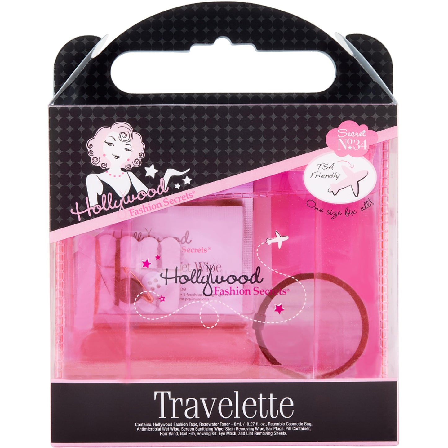 Hollywood Fashion Secrets Travelette Kit, Stay Prepared With Essential Travel Sized Beauty Items, Portable 13 Piece Set