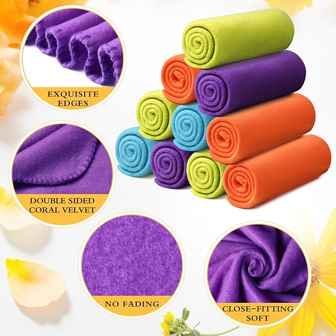 Kinlop 40 Packs Fleece Blanket Bulk 60 x 50 Inch Soft Lightweight Fleece Cozy Blanket Warm Throw Plush Pet Throw for Bed Couch Sofa Home Office Wedding Gifts Travel Camping (Bright Color)
