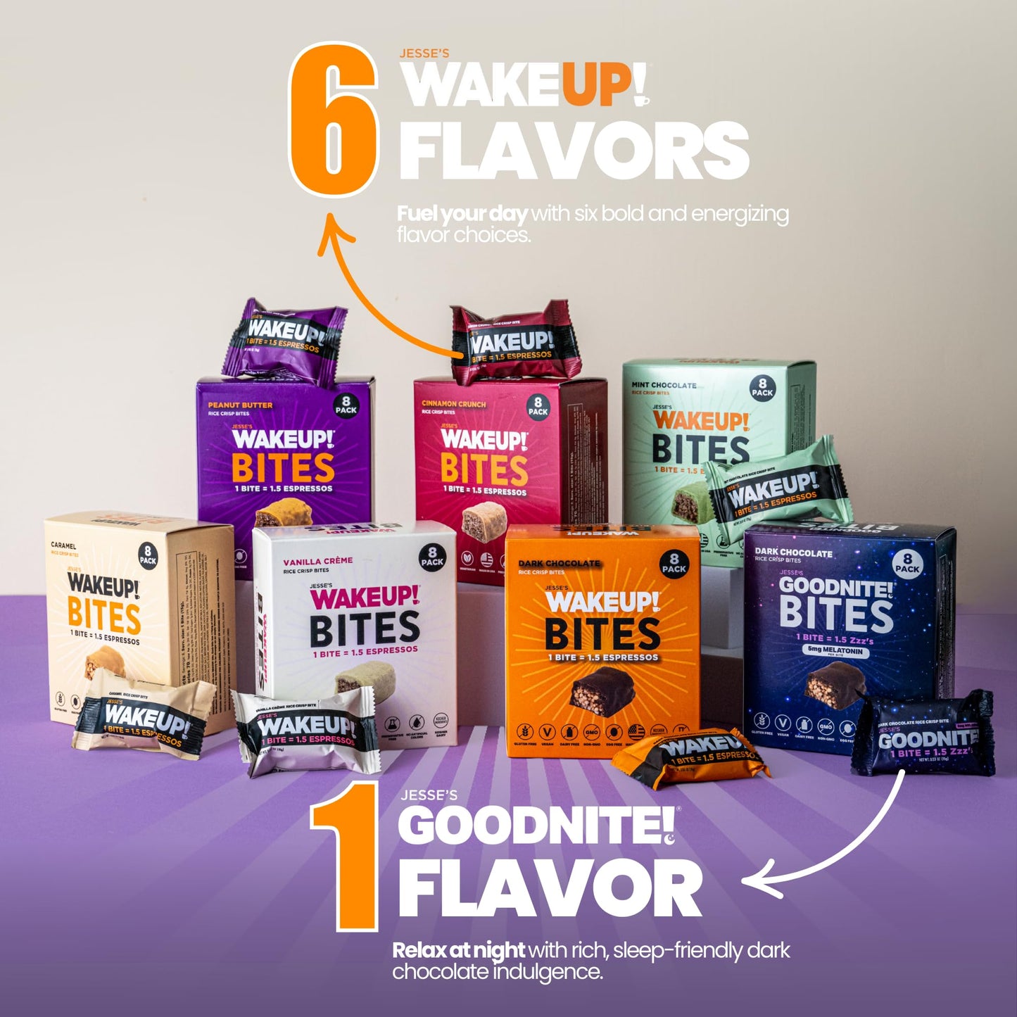 GOODNITE! Sleep Bites – Proprietary Blend with 5mg Melatonin & L-Theanine – Vegan, Gluten-Free, Kosher – Dark Chocolate Protein Snack for Restful Sleep – 8 Pack
