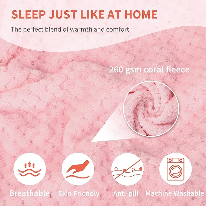 Tirrinia Travel Blanket Airplane Compact with Bag, Soft& Lightweight Wearable Blanket with Foot Pockets for Women Men Adults, Warm Snuggle Blanket, Airplane Travel Essentials, Travel Gifts for Her,