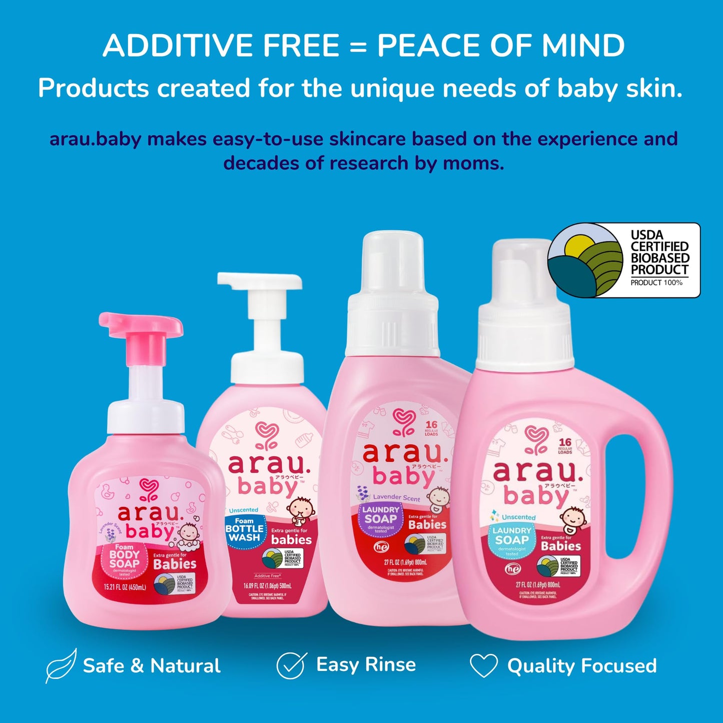 Arau Baby Foam Body Soap Lavender Scent, Natural Plant Based Baby Wash, No Artificial Fragrance or Additives, Gentle for Baby’s Sensitive Skin, Nourishing and Easy Rinse, 15.21 Fl Oz, 3 Pack