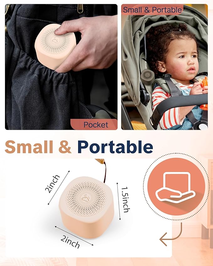 Travel White Noise Sound Machine 20 Sounds, Portable Sound Machine for Adults Sleep, Mini Sleep Aid with Adjustable Volume, 3 Timers, Colorful Night Light, Rechargeable for Baby, Home, Registry Gift