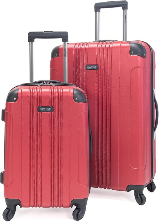 Kenneth Cole REACTION Out of Bounds Lightweight Hardshell 4-Wheel Spinner Luggage, Scarlet Red, 2-Piece Set (20" & 28")