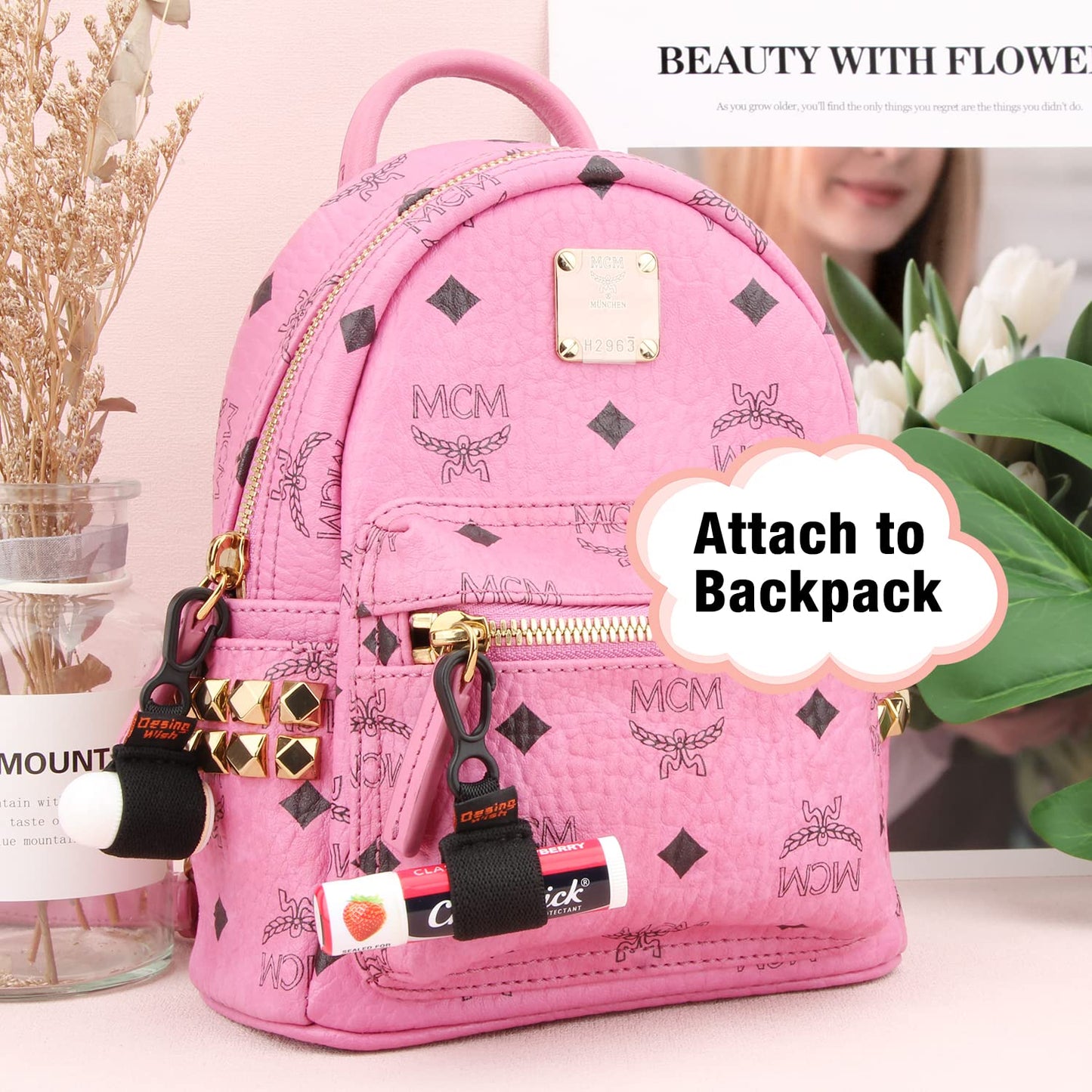 Desing Wish 3 PCS Mini Chapstick Holder Keychain Elastic Sleeve Chapstick Keychain Holder for Lip Balms/Lip Gloss/Lipsticks, Portable Lip Balm Holder Sleeves for Keys/Purse/Lanyard - Black