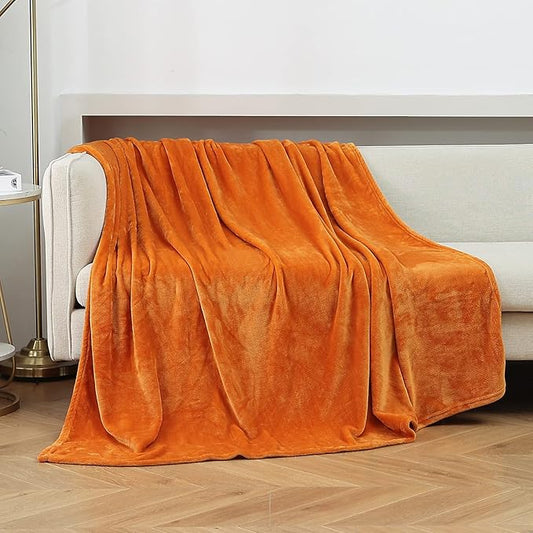 JIAHANNHA Orange Throw Blanket Fleece Blanket 60"x80",Super Soft Cozy Plush Throw Blanket for Couch Sofa Bed,Warm and Lightweight Velvet Bed Blankets for Adults