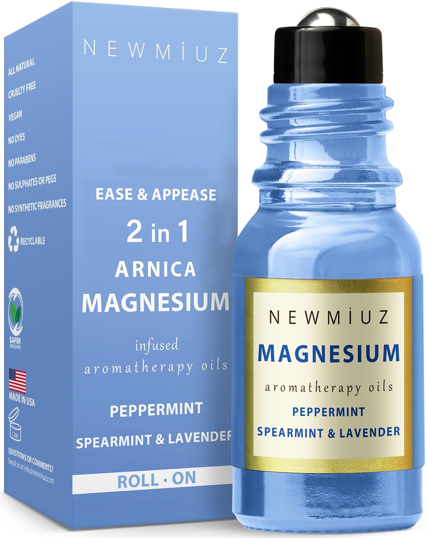 Migraine Roll on Stick Headache Magnesium Arnica Montana Oil Peppermint Eucalyptus Lavender Spearmint Essential Oil Stress Relief Gifts for Women