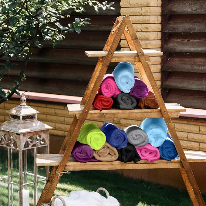 Kinlop 60 Packs Fleece Blanket Bulk 60 x 50 Inch Soft Lightweight Fleece Cozy Blanket Warm Throw Plush Pet Throw for Bed Couch Sofa Home Office Wedding Gifts Travel Camping (Chic Color)