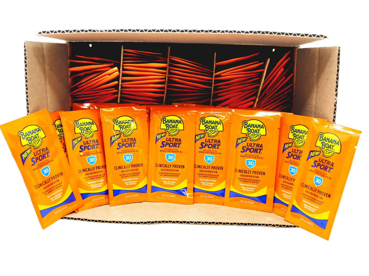 Banana Boat Ultra Sport Sunscreen Lotion Packets, Broad Spectrum SPF 30, Water & Sweat Resistant, 0.4 fl oz (Pack of 200)