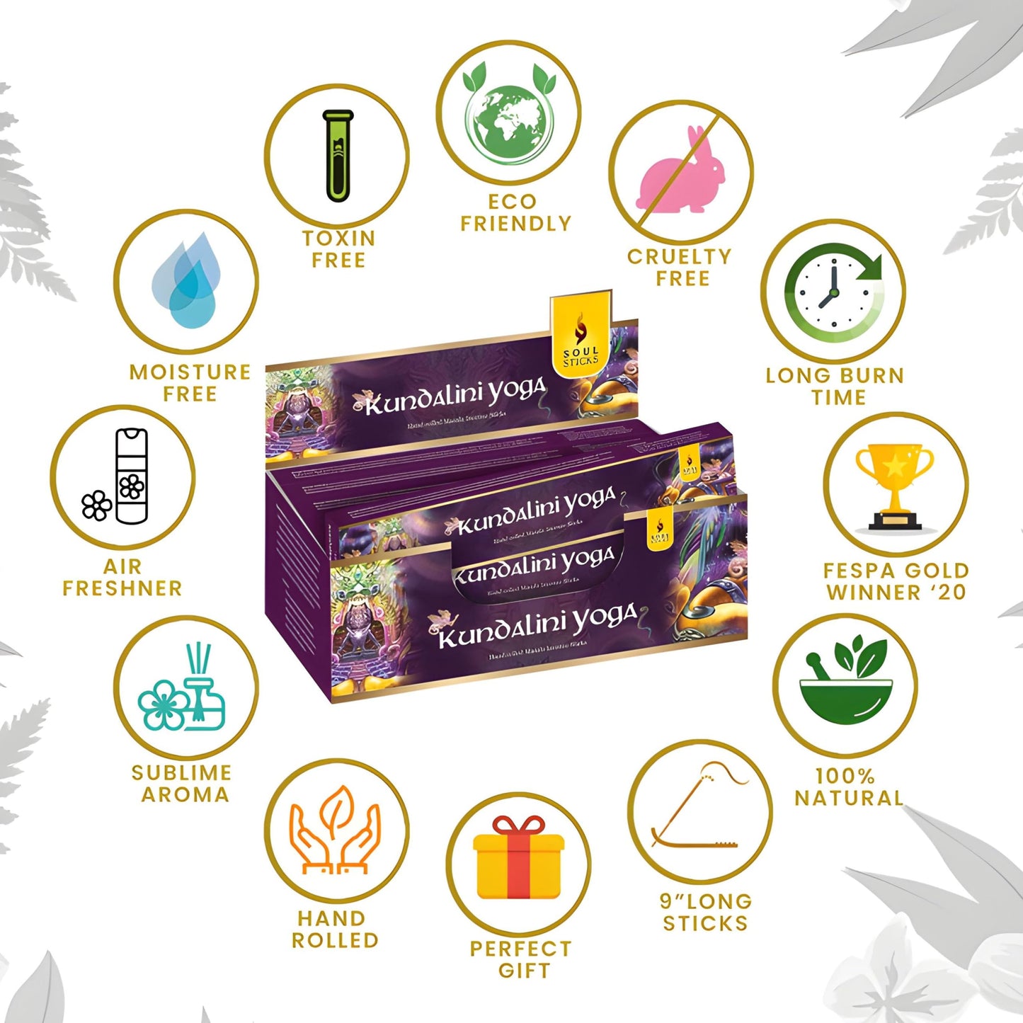 SOUL STICKS Hand-Rolled Incense Sticks Mystic Spirit Blends 180 Gram Box | 100% Natural Masala Incense Organic Home Fragrance Agarbatti (Kundalini Yoga)