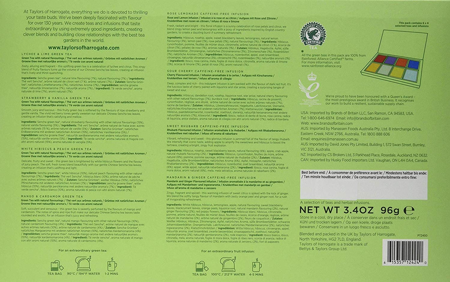 Taylors of Harrogate Green Tea & Herbal Infusions Variety Box, 48 Count