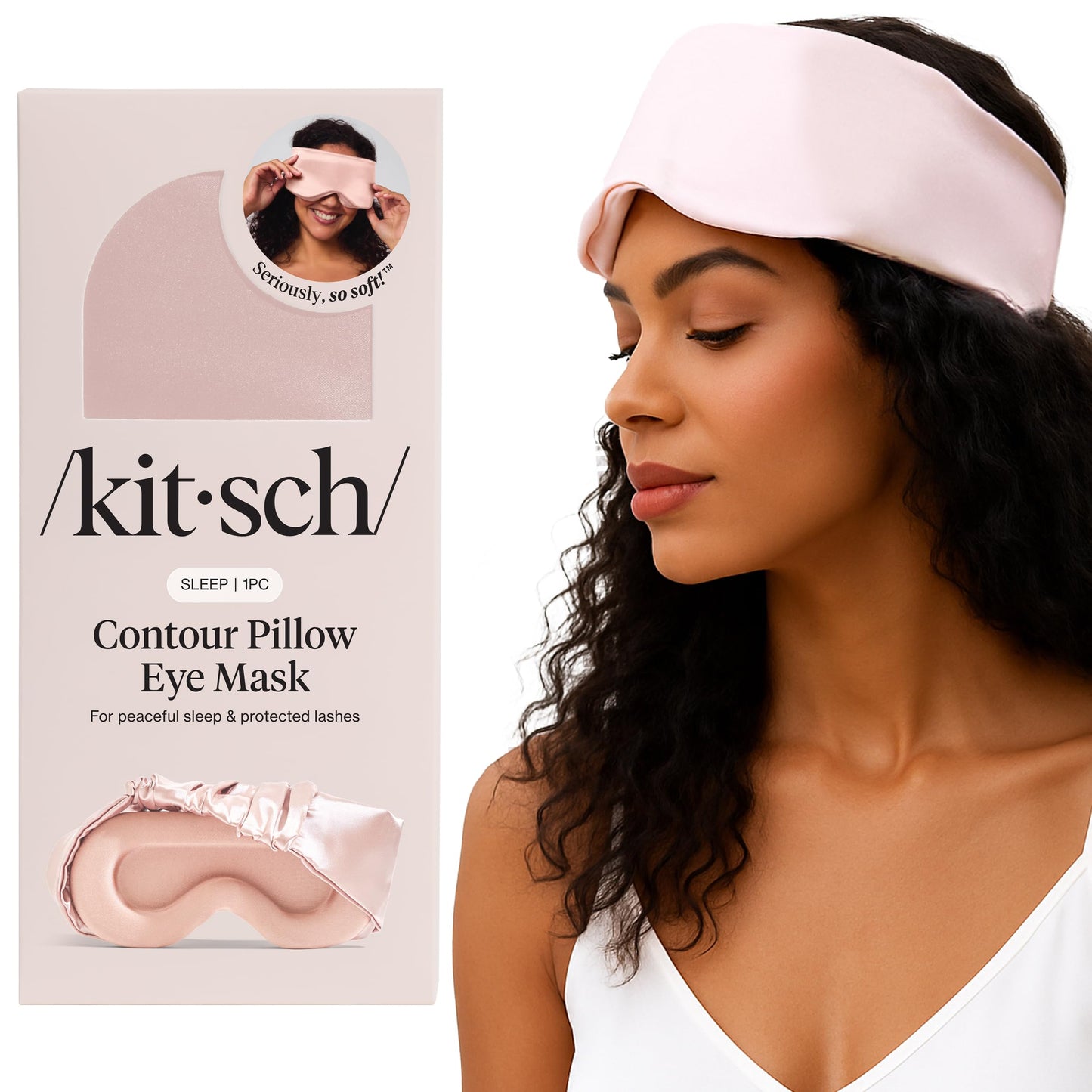 Kitsch Contour Pillow Eye Mask – Softer Than Silk Eye Mask for Sleeping, Blindfold Sleep Masks for Women & Men, No Eye Pressure, Lightweight, Eye Care, Travel Essentials - Blush