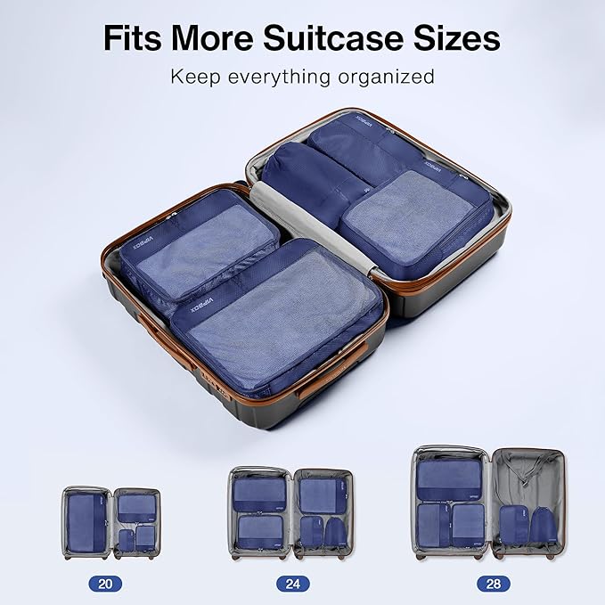 5 Set Packing Cubes Travel for Luggage Durable Suitcases Organizer Bags Lightweight Airplane Travel Vacation Essentials Accessories for Carry on (BLue)