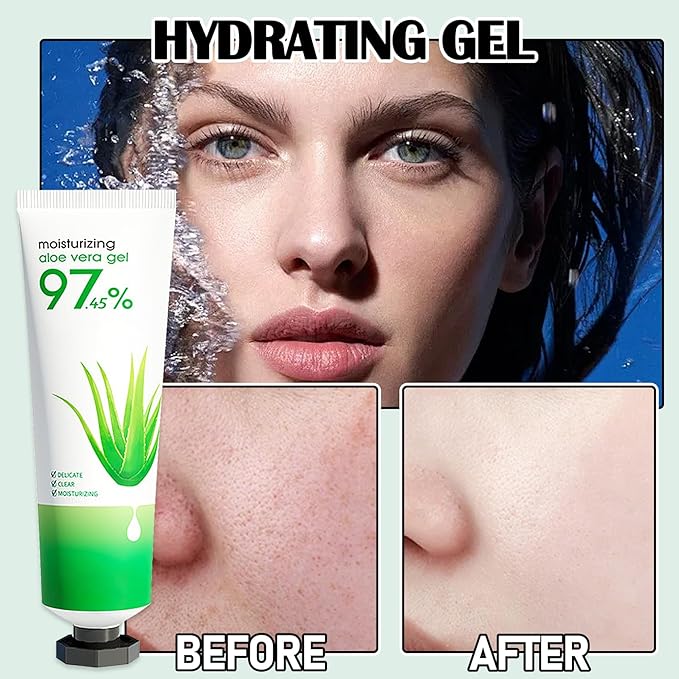 8Pcs Organic Aloe Vera Gel for After Sun Skin Care,Natural Moisturizing Aloe Vera Gel for Face & Body,Easy to Portable Face Moisturizer,Travel Size Pure Vera Aloe Gel for all Skin Types G