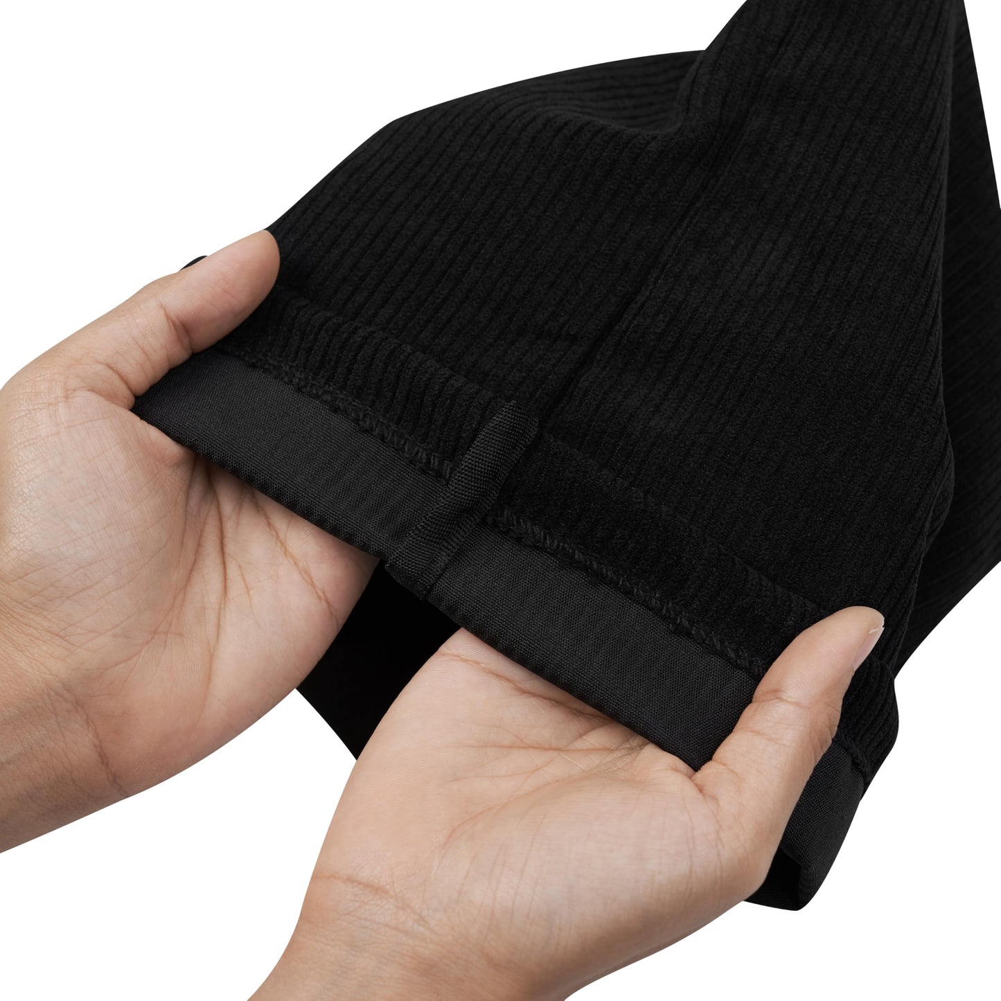 PALTERWEAR Corduroy Drawstring Bags - Set of 5 - For Organization, Make-up, Travel, Purse, Storage, Office and More (Black, 7 x 9 Inch)