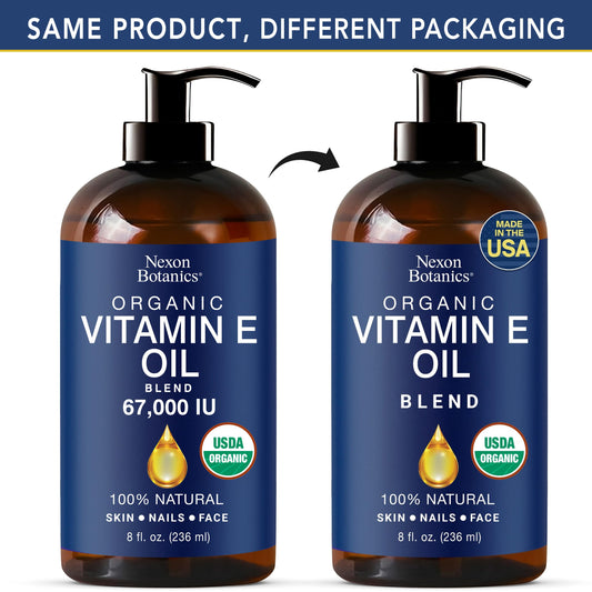 Organic Vitamin E Oil Blend 8 fl oz - Made from Pure, Natural Oils for Skin, Scars & Face - Aceite de Vitamina E - Nexon Botanics