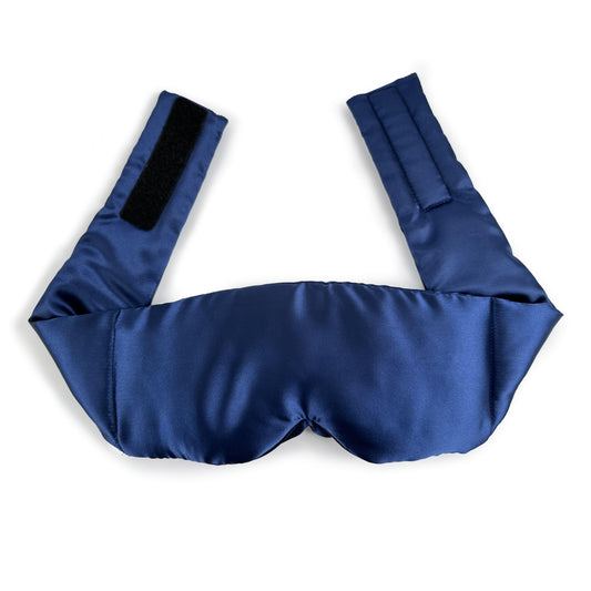 ASUTRA Eye Pillow Wrap for Sleep, Navy | Filled w/Lavender Buds & Flax Seeds, Weighted Eye Mask, Meditation & Light Blocking Blindfold, Covers Ears