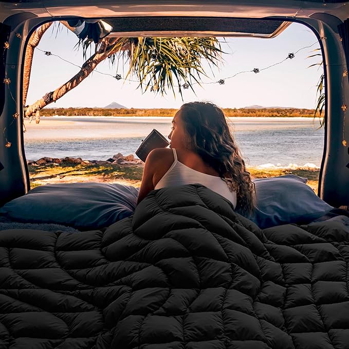 Camping Blanket, Packable Puffy Blanket Down Alternative Blanket Lightweight Windproof Water Resistant for Outdoors,Hiking, Backpacking,Beach,Car,Picnic,Stadium 39x55in