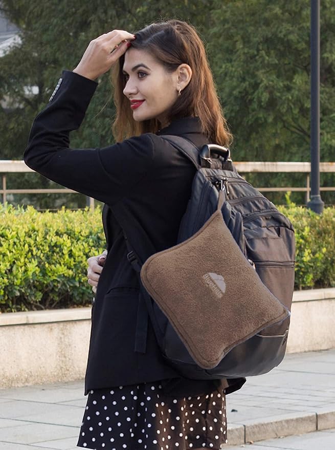 BlueHills Premium Soft Travel Blanket Pillow Airplane Flight Blanket Throw in Soft Bag Pillow case with Luggage Belt & Backpack Clip Compact Pack Large Airport Taupe T023