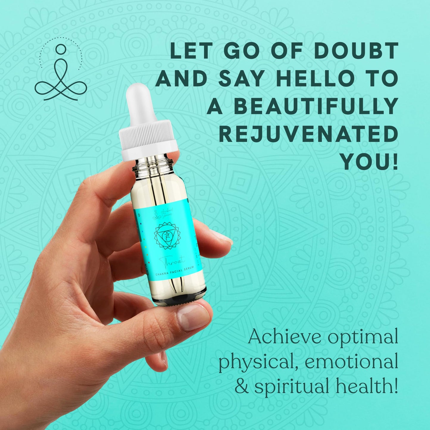 Throat Chakra Facial Serum Essential Oil Blend, Natural & Organic Moisturizing Serum for Face with Sunflower, Argan, Apricot, Rosemary, Lavender Oils for Spiritual Journey, Peace, Deeper Connection