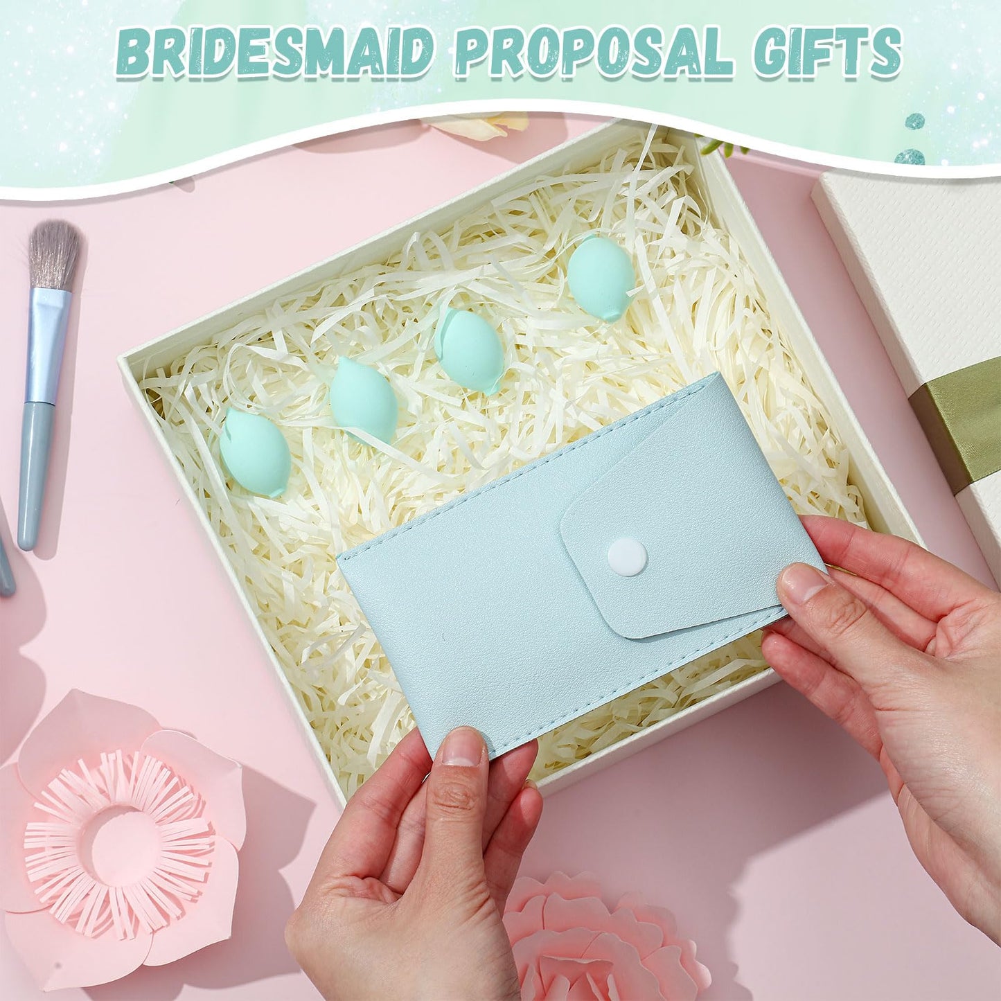 SiliFine 20 Pcs Travel Makeup Brush Set, 10 Pcs Mini Travel Brush Set with Bag, 10 Pcs Makeup Sponge Princess Party Favor Set for Women Girl Home Business Party Souvenirs(Blue)