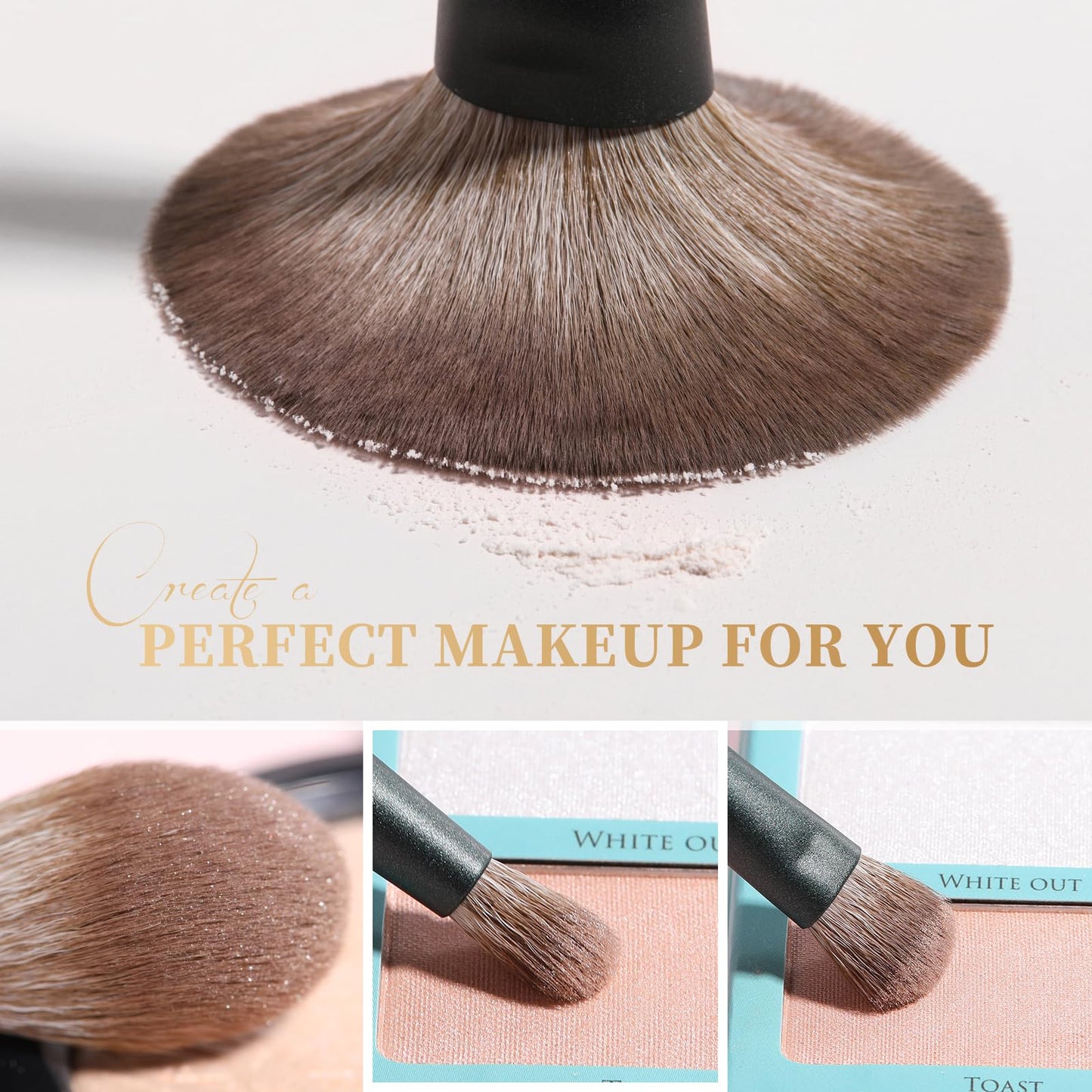 DUcare Travel Makeup Brushes Set with Bag,5PCS Portable Mini Cosmetic Brushes Kit for Powder,Blush,Foundation, Eyeshadow, Tapered Kabuki Coverage Mineral Bronzer Buffing Brush Green