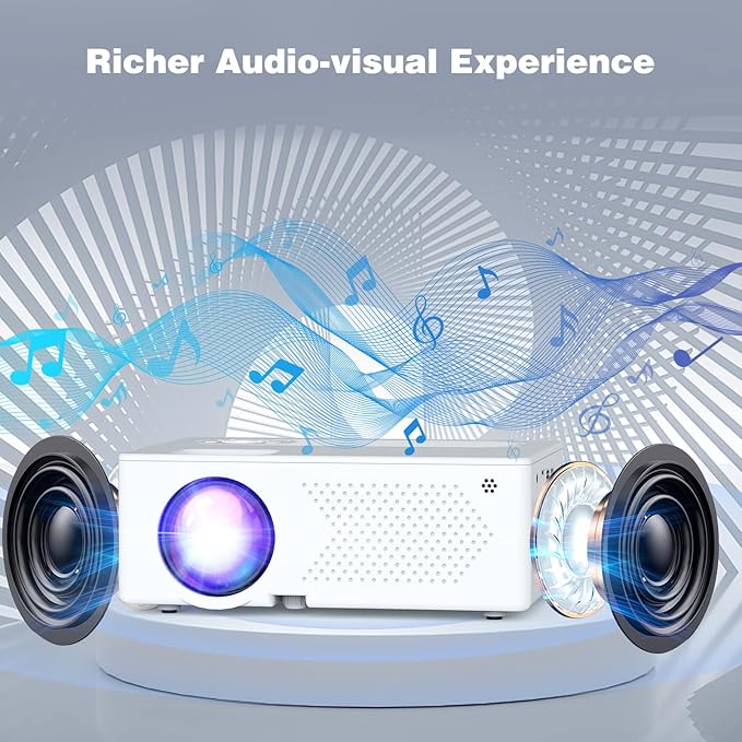 5G WiFi Bluetooth Movie Projector, Real Native 1080P 4K Outdoor Projector for Home Theater Movies, Synchronize Smartphone, Compatible with USB/TV Stick/HDMI