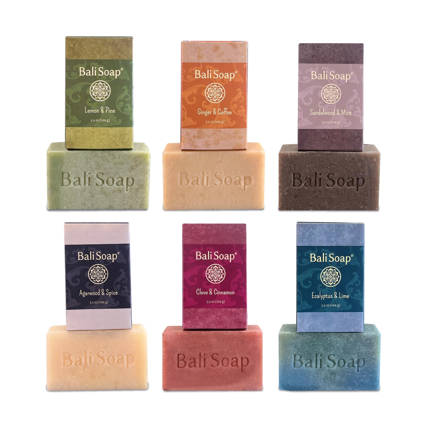 Bali Soap 6-Pack Handmade in Bali, Natural Cold Processed Bar Soap for Daily Use with Plant-Based Oils, Purifying & Refreshing, Vegan