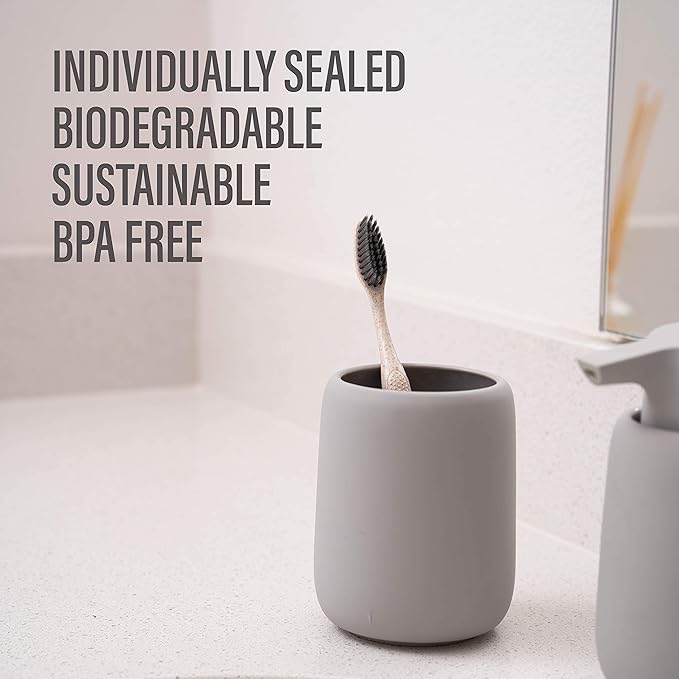 Bleeker and Rowe Biodegradable Eco-Friendly Toothbrushes - Individually Sealed - BPA Free Soft Bristles - Sustainable - Recycled Packaging (Pack of 3)