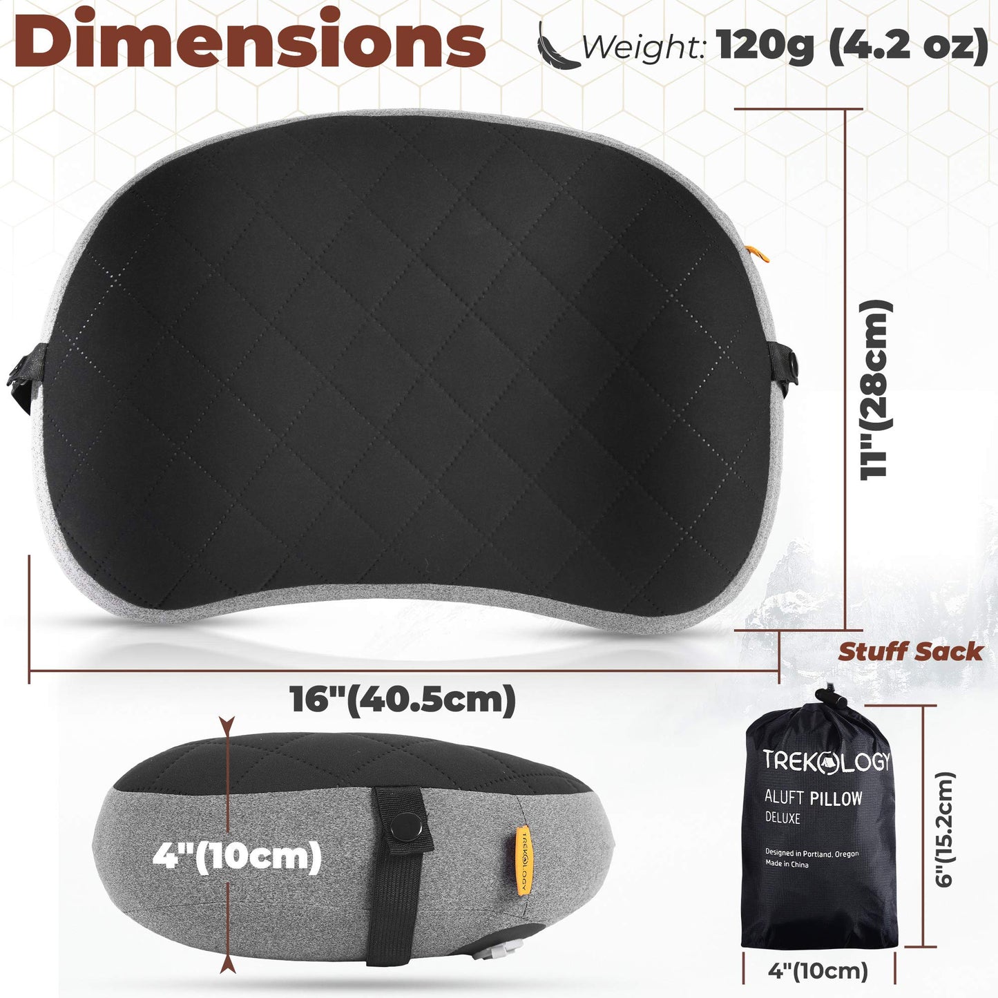 TREKOLOGY Camping Pillow with Removable Cover, Inflatable Pillow for Backpacking, Ultralight Inflatable Camp Pillows for Sleeping Portable Compact Pillow for Hiking Travel