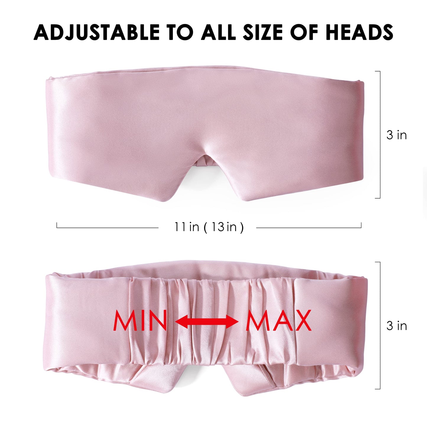 FRESHME 100% Mulberry Silk Sleep Mask Blackout Eye Mask Blindfold for Men Women with Elastic Strap, Cute Gorgeous Pink Soft and Comfortable Perfect Eye Shade Cover for Sleep Travel Nap Yoga and Work…