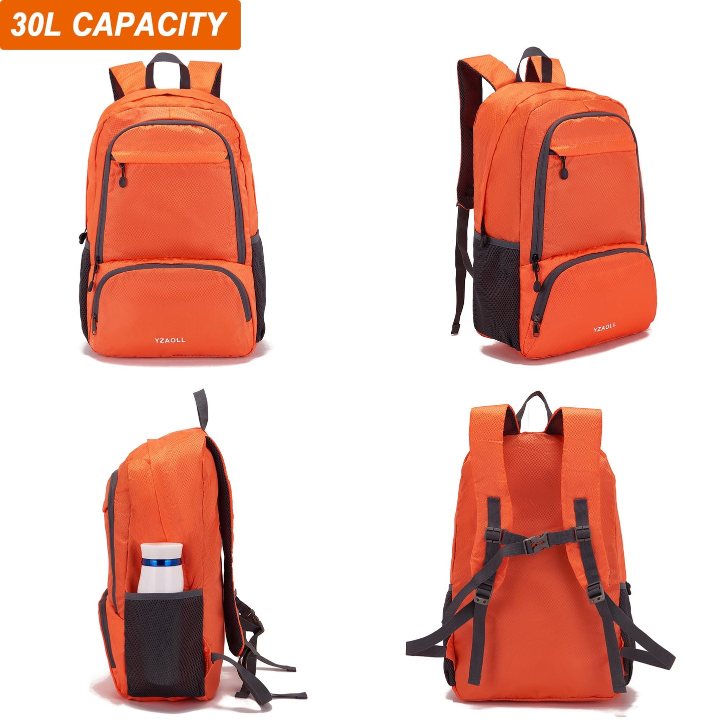 YZAOLL 30L Lightweight Packable Travel Hiking Backpack Daypack Foldable Backpack Water Resistant Daypack for Women Men