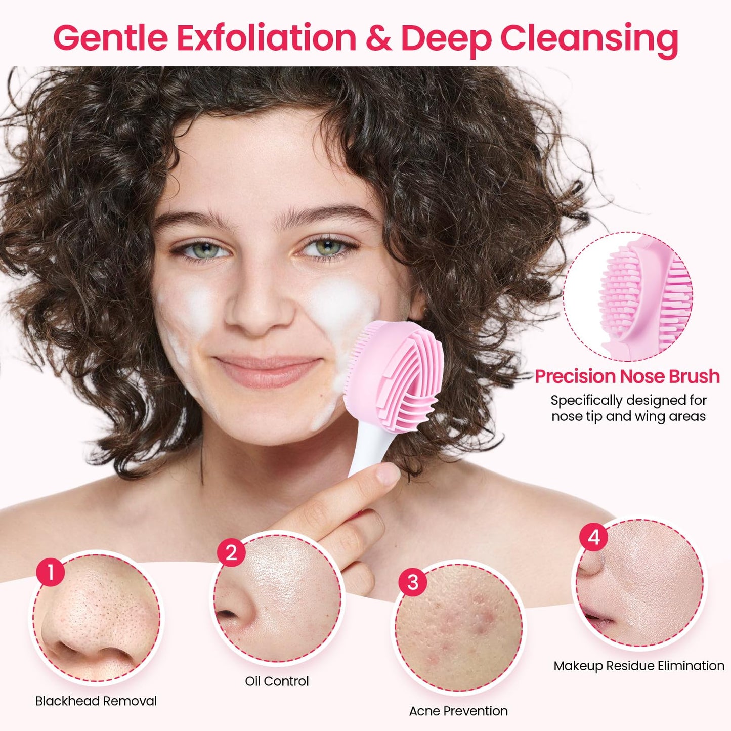 2 Packs Silicone Face Scrubber Exfoliator, Face Mask Brush Applicator, Facial Cleansing Brush, Pore Cleaning Brush, Pore Scrubber for Face