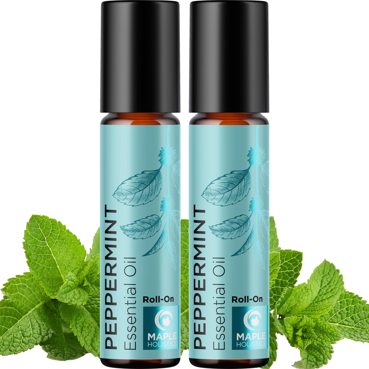 Peppermint Oil Roll on - Pure Peppermint Rollerball Essential Oil Aromatherapy Stick for Headaches - Natural Travel Essential and Pregnancy Must Have for Headaches Energy & Focus Support (2 Pack)