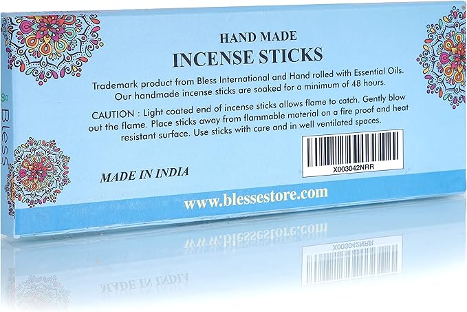 Bless-Nag-Champa 100%-Natural-Handmade-Hand-Dipped-Incense-Sticks Organic-Chemicals-Charcoal-Free Purification-Relaxation-Positivity-Yoga-Meditation Best-Woods-Scent (100 Sticks (5.25 OZ))