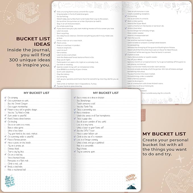 Clever Fox Bucket List Journal – Inspirational Book for Memories & Adventures – Motivational Bucket List Notebook for Couples, A5 (Rose Gold)