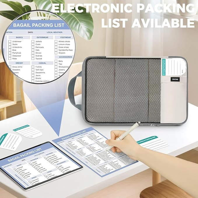 BAGAIL 4 Set/6 Set/8 Set Compression Packing Cubes Travel Accessories Expandable Packing Organizers (Half Mesh, 8-Beige)