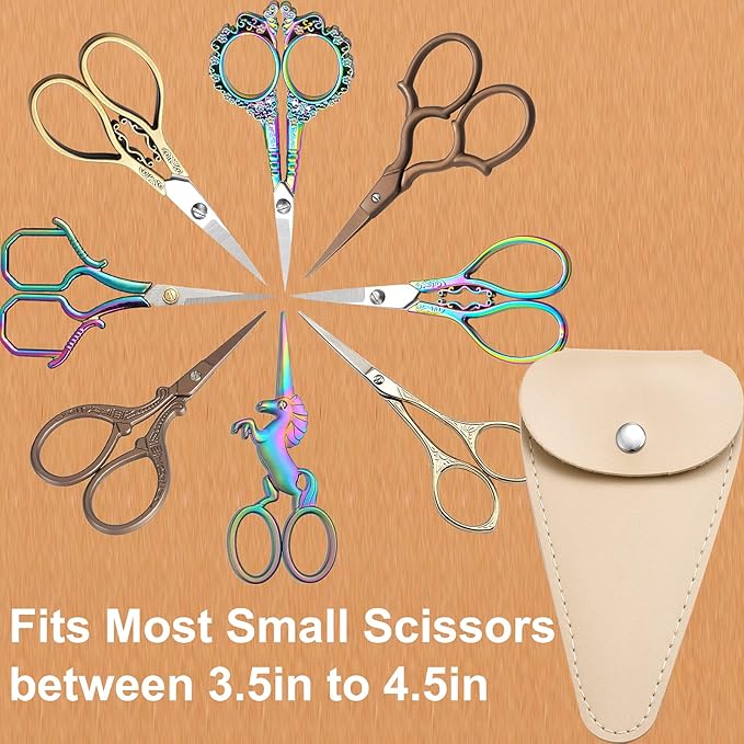 5 inches Embroidery Scissors Sheath, Small Sharp Pointed Vintage Scissors Protective Case for Storing Regular Shears – 2 Pack