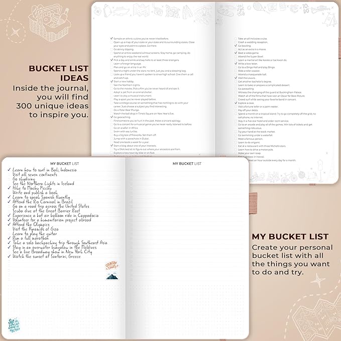 Clever Fox Bucket List Journal Large – Inspirational Book for Memories & Adventures – Motivational Bucket List Notebook for Couples, A4 (Rose Gold)