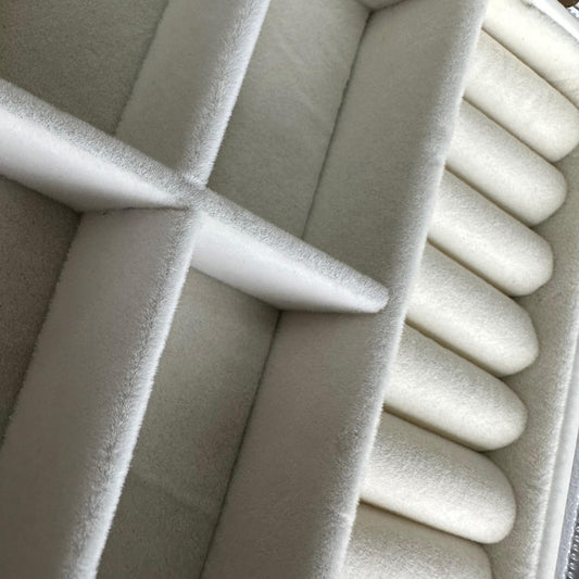 COLLECTIVE HOME - Travel Jewelry Case, Elegant Square Design with Gold Engraved Monogram, Built-in Mirror, Personalized Accessory Organizer for Rings, Necklaces, Gift for Women and Teens (m)