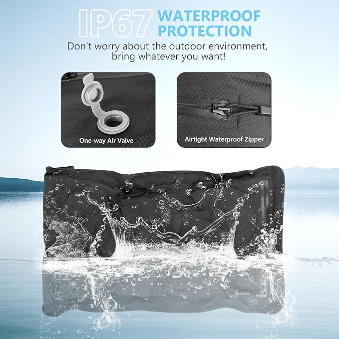 2PC Professional Vacuum Bags for Travel with 55W Super Power Electric Pump, Dobaly IP67 Reusable Vacuum Compression Bags for Suitcases and Backpack Space Saver Vacuum Bags Durable(2 Large+Pump)