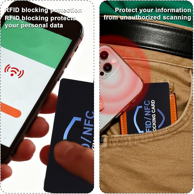 6pcs RFID Blocking Cards, Slim Easy to Use NFC Debit Credit Cards Passport Protector for Men Women Wallets