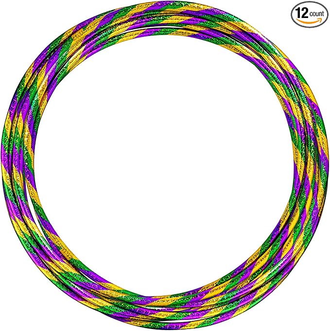 12 Pack 24 inch Exercise Hoop Plastic Glitter Hoop Obstacle Course Ring Toy for Adult Party Gymnastic Playing for Parade Decoration Games Performance Outdoor Sports