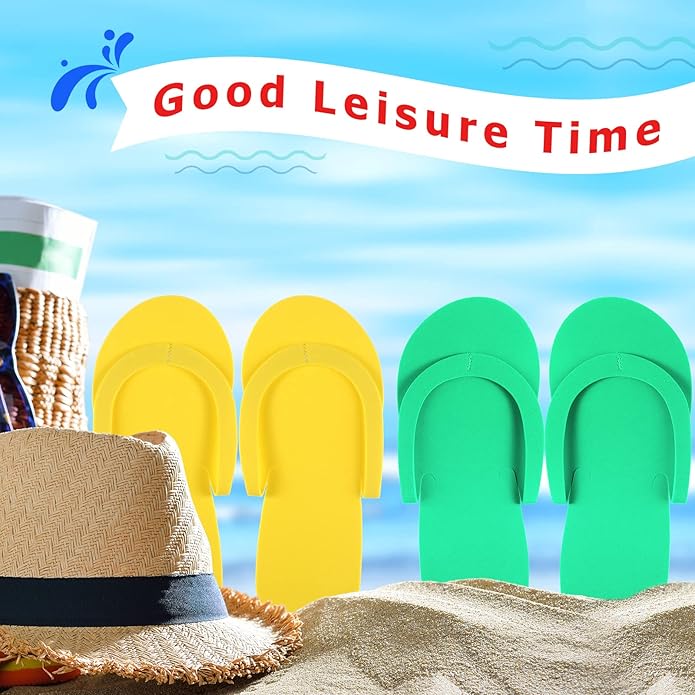 JenPen 60 Pairs Disposable Pedicure Slippers Foam Flip Flops Disposable Flip Flops Multi Color Foldable Pedicure Slippers for Guests Salon Spa Hotel Women