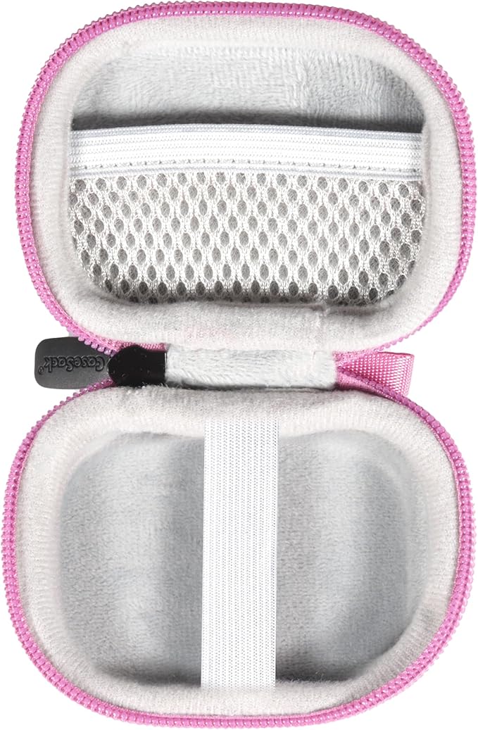 CaseSack Case for JLab Go Pop+,Go Air Pop, Air, Air Tones+/ Tones, JBuds Mini True Wireless Earbuds, Compact Organizer for The Charger case and Charger Cord (Cotton Candy Pink)